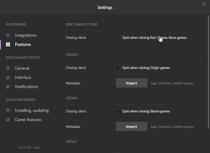 Gog Galaxy 2 Multiplatform Gaming Quit When Closing