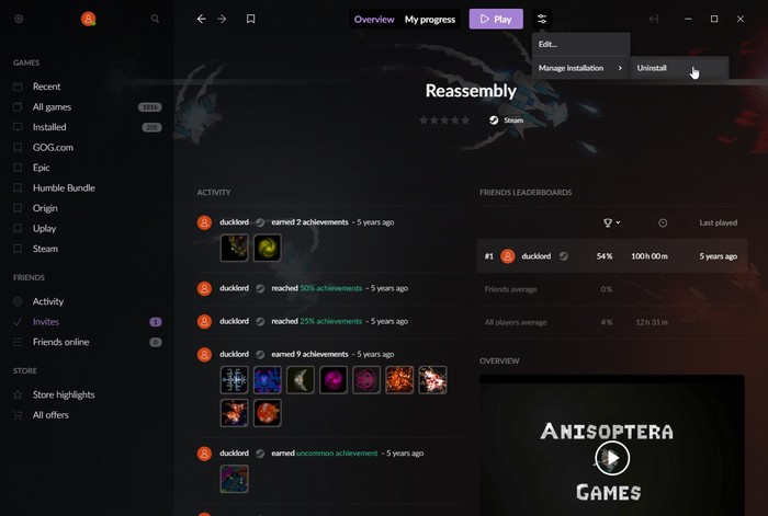 Gog Galaxy 2 Multiplatform Gaming Remove Game