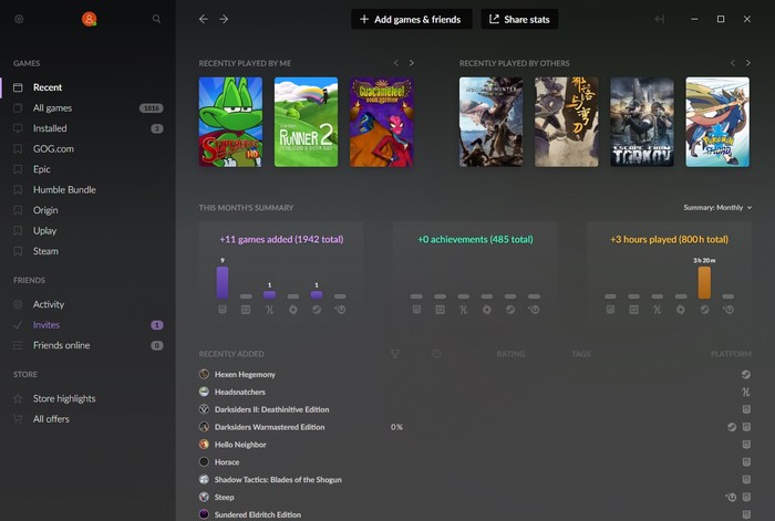 Gog Galaxy 2 Multiplatform Gaming Updated Main View
