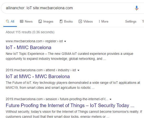 Google Specific Site Allinanchor