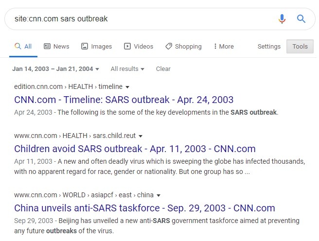 Google Specific Site Datewise Search Stories