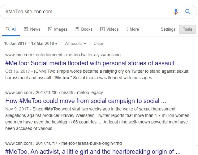 Google Specific Site Hashtag