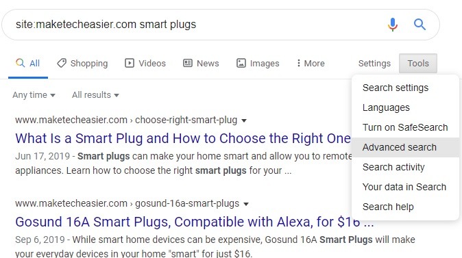 Google Specific Site Simple Keyword Search Turn On Advanced Search