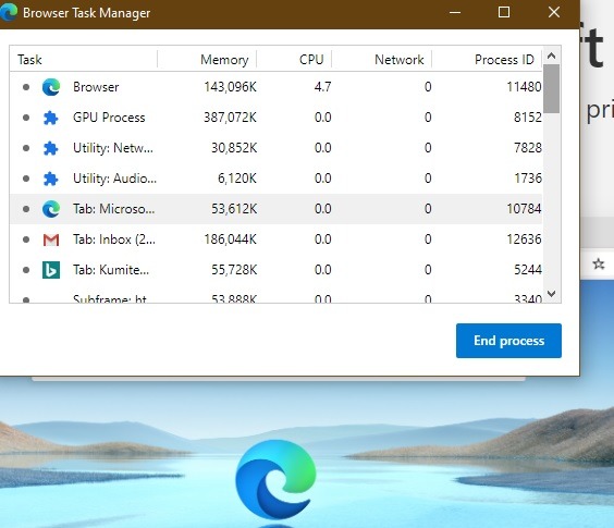 Hands On Microsoft Edge Browser Task Manager