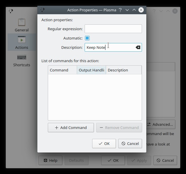 Kde Clipboard Widget Txt Notes Action Properties