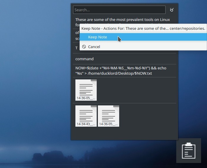 Kde Clipboard Widget Txt Notes User Action
