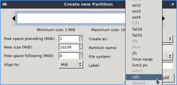 Linux Ntfs Format Partition Settings