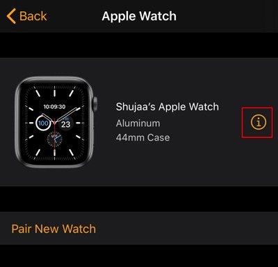 Locate Apple Watch Watch App Info