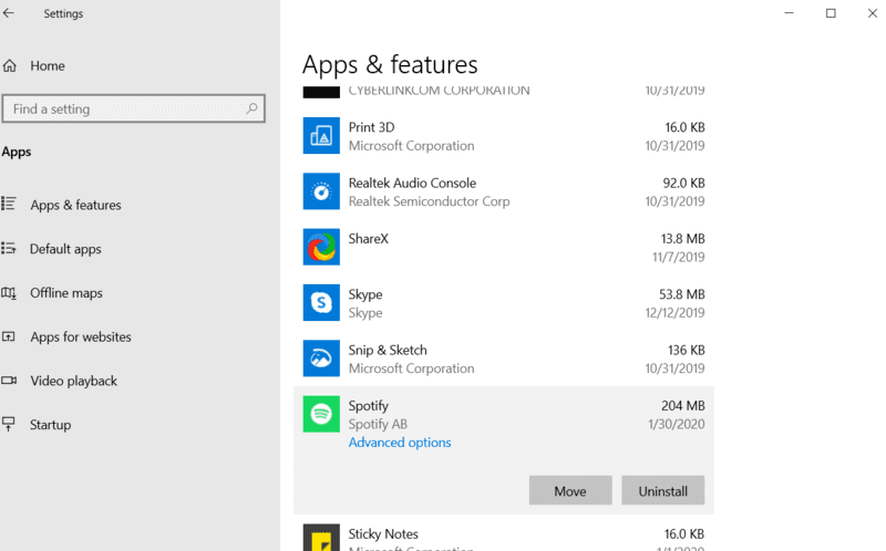 Moving Windows Programs Apps Settings Click Move