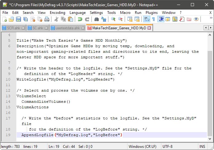 Mydefrag Your Way Script Intro