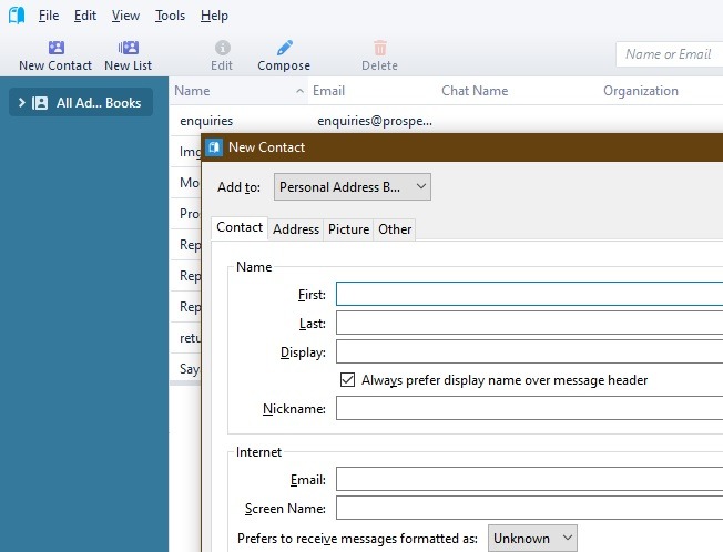 Postbox Email Client Address Book
