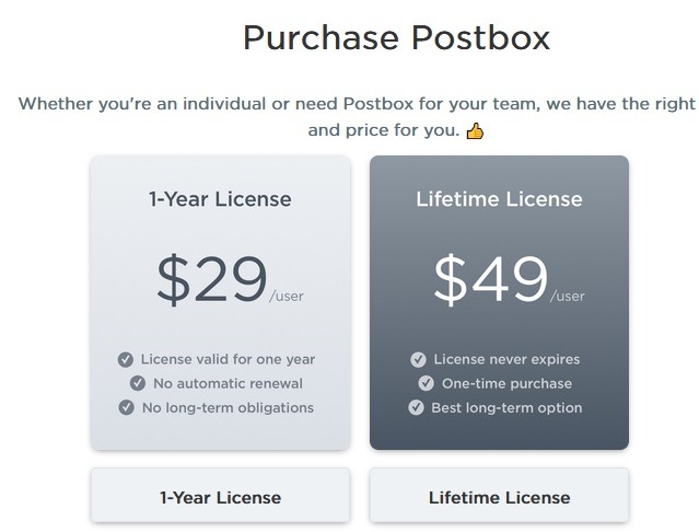 Postbox Email Client Pricing