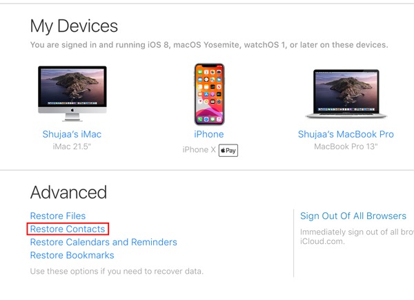 Restore Contacts Icloud Restore Settings