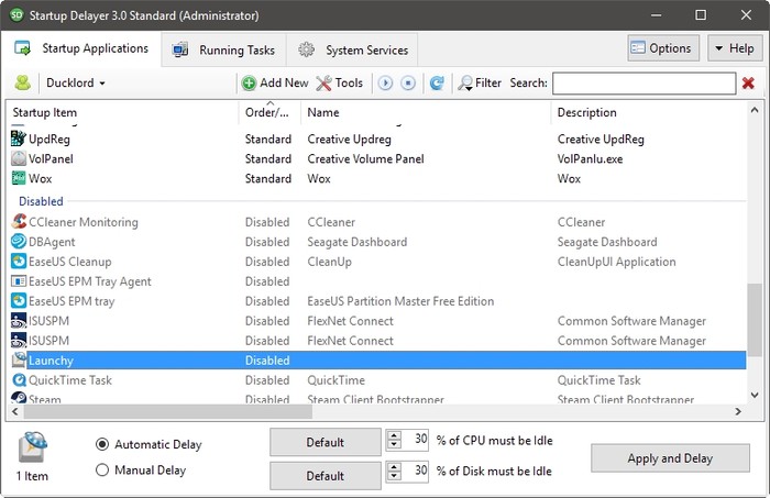 Startup Delayer Optimize Login Disabled List