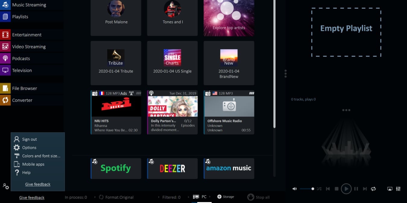 Audials One Review Settings Pane