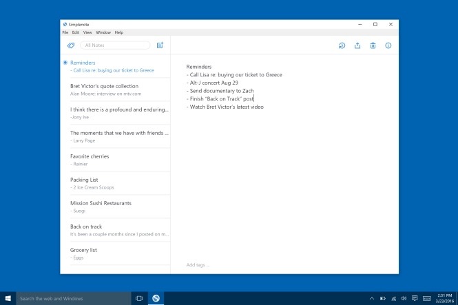 Cross Platform Note Apps Simplenote