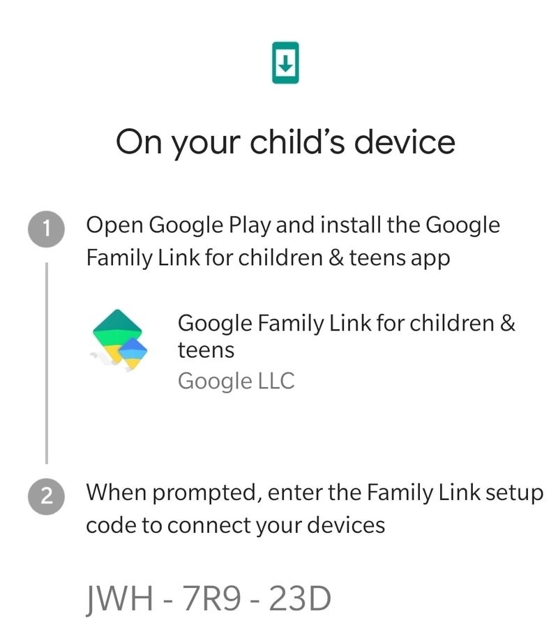 Google Family Link Code