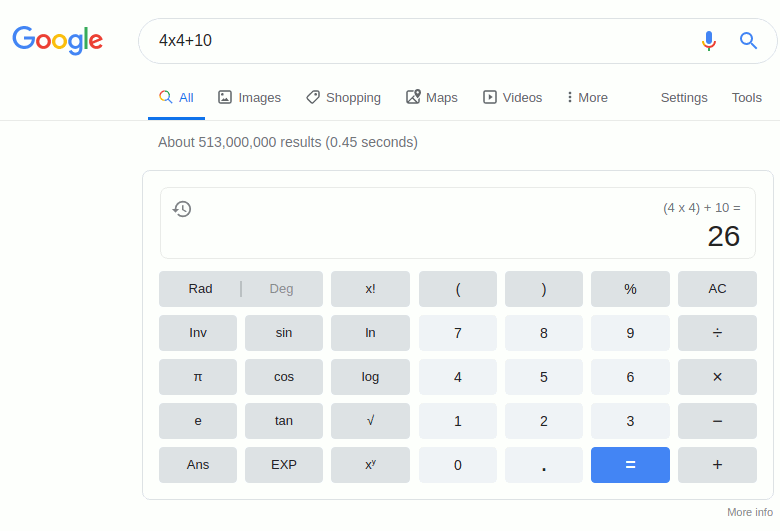 Google Search Calculator