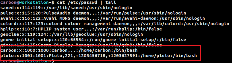 display /etc/passwd with phone details