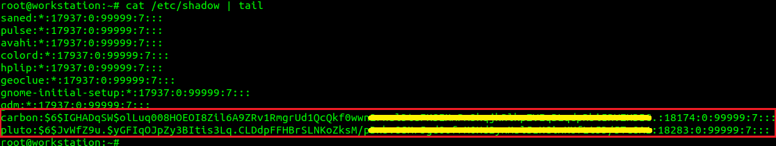 display /etc/shadow entries