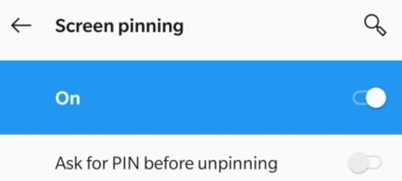 Screen Pinning Option