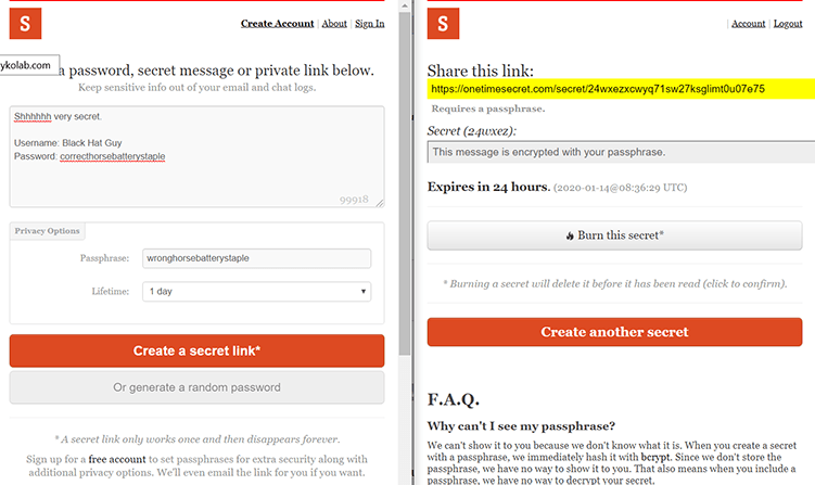 Secure Send Onetimesecret