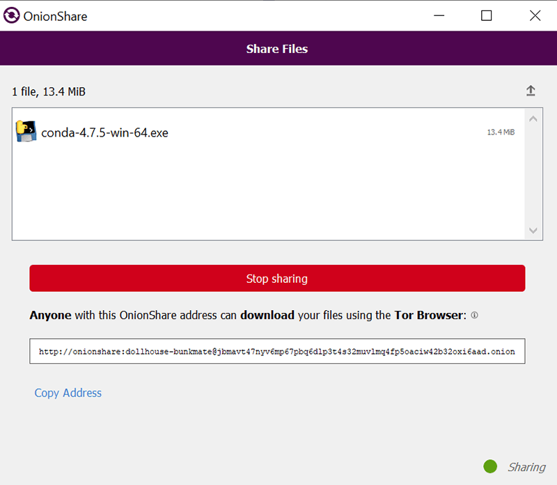 Secure Send Onionshare