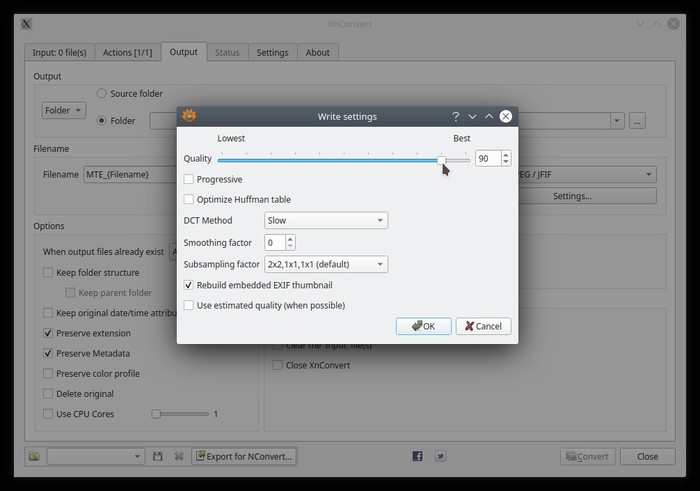 Xnconvert Batch Convert Output Format Options
