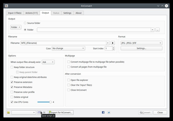 Xnconvert Batch Convert Save Script As