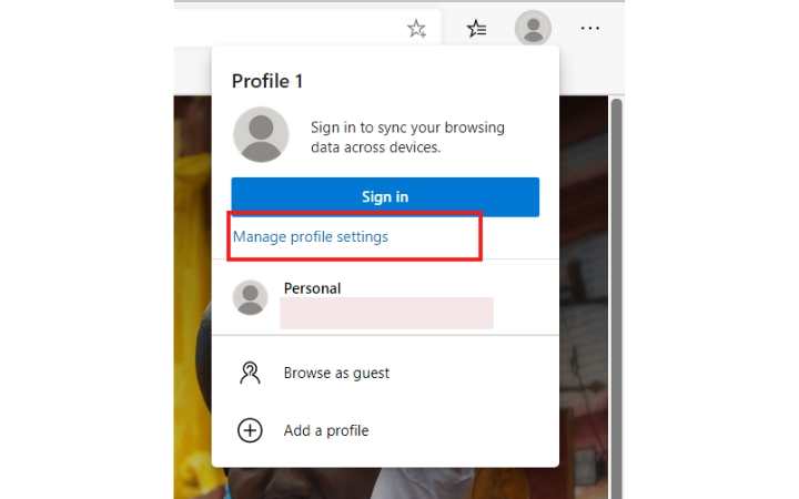 Edge User Profiles Manage Profile Settings