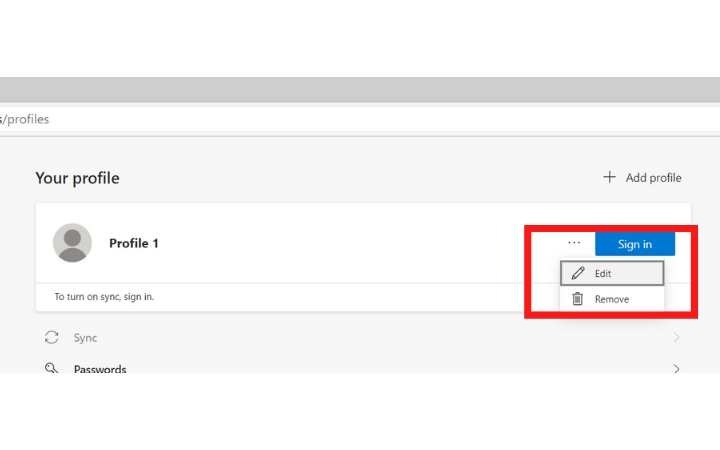 Edge User Profiles Select Edit