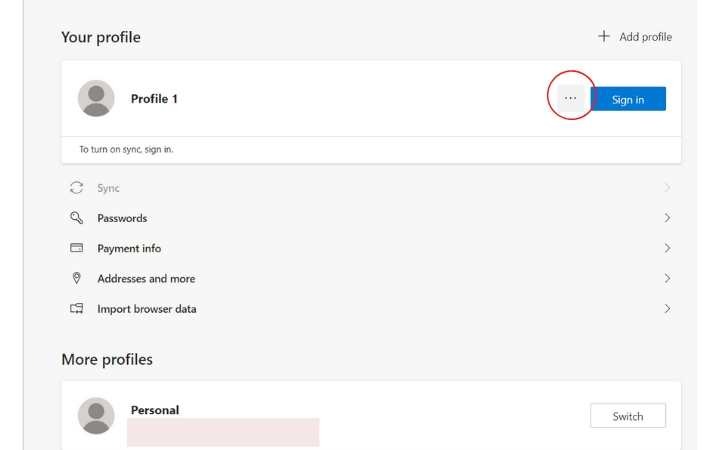 Edge User Profiles Three Dots