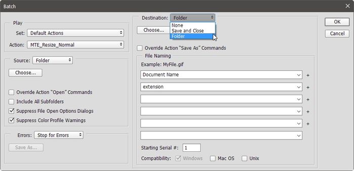 Ps Batch Process Batch Window Destination Path