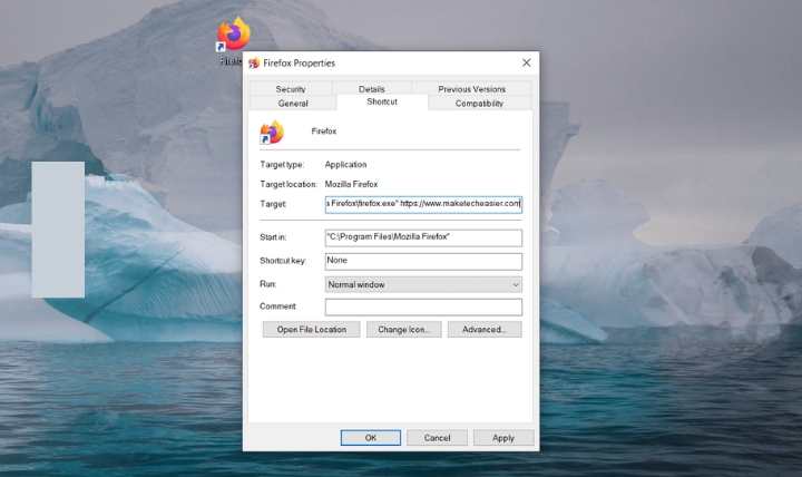 Pin Website Shortcuts Firefox Target