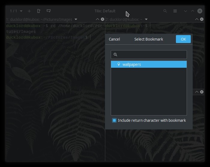 Upgraded Terminal With Tilix Bookmarks Window