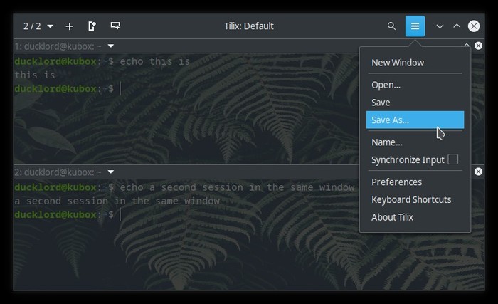 Upgraded Terminal With Tilix Save Session As