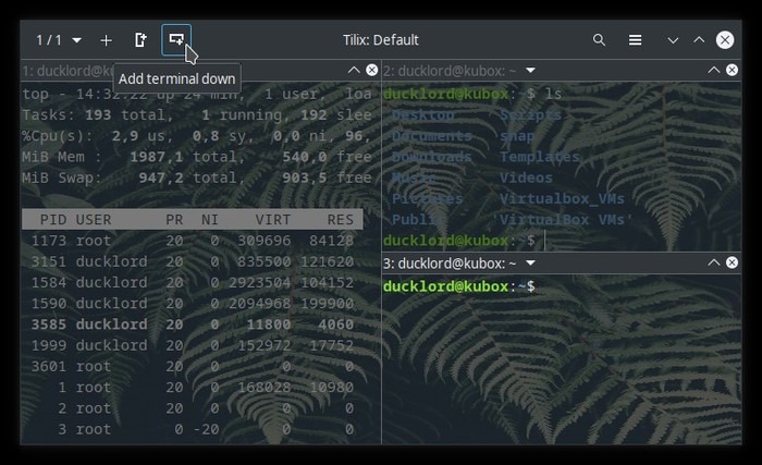Upgraded Terminal With Tilix Split Three
