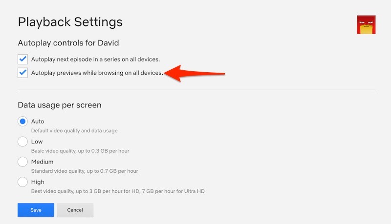 Disable Netflix Autoplay Preview Playback