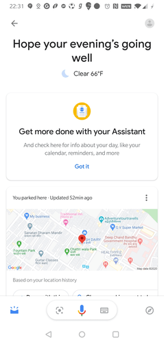 Google Assistant Main Page
