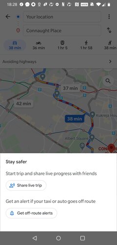 Google Maps Stay Safer Options