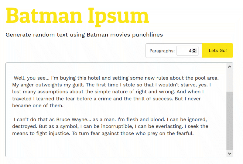 Lorem Ipsum Batman