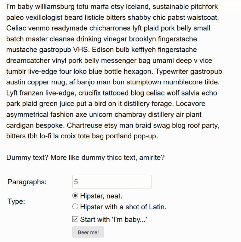 Lorem Ipsum Hipster