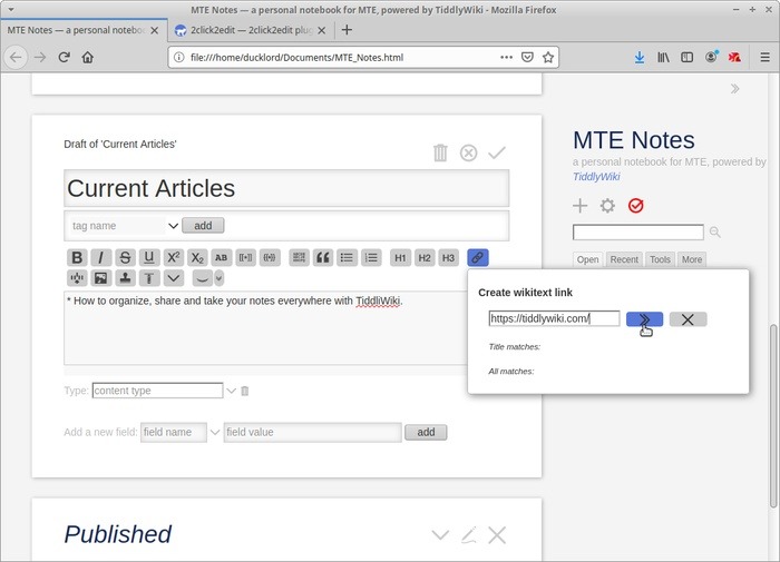 Portable Wiki With Tiddlywiki Edit Tiddler