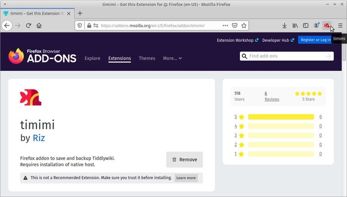 Portable Wiki With Tiddlywiki Timimi In Firefox