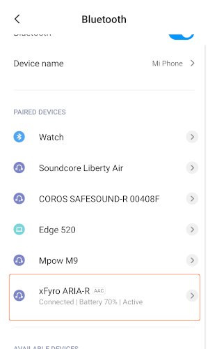 Xfyro Aria Earbuds Bluetooth Connection