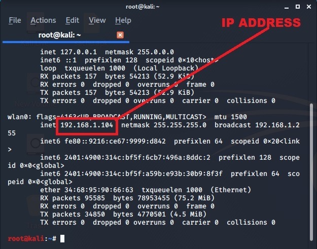 Access Android Kali Linux Determine Ip Address