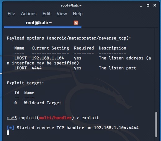 Access Android Kali Linux Initialize Exploit 