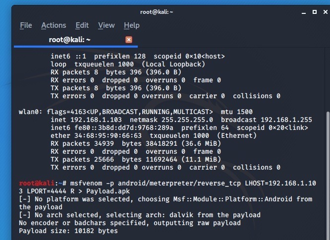 Android Camera Kali Linux Payload Launch