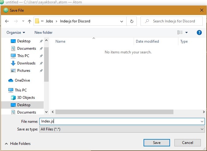 Create Discord Bot Add Save Indexjs File